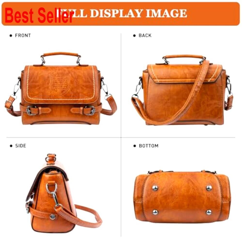 PU Leather Crossbody Bag with Adjustable Strap and Top Handle - Picture 6 of 7
